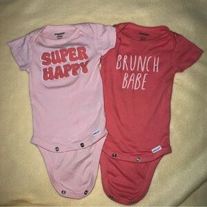 Onesies Brand Baby Pink & Dark Pink Baby Bodysuit Duo